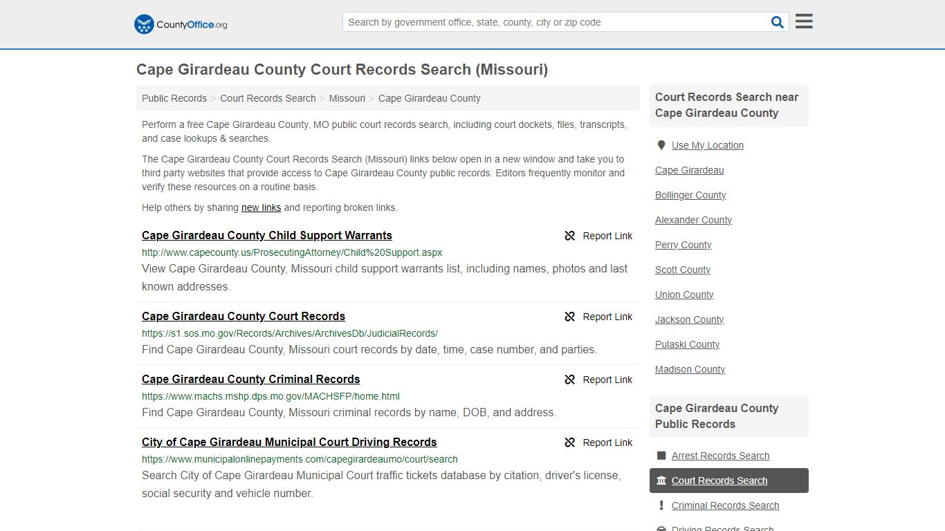 Cape Girardeau County Court Records Search (Missouri)