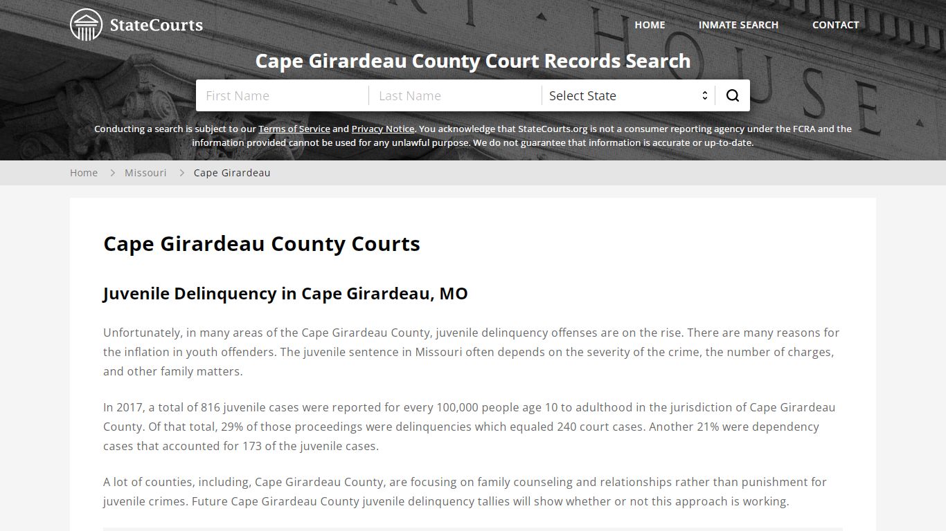 Cape Girardeau County, MO Courts - Records & Cases - StateCourts